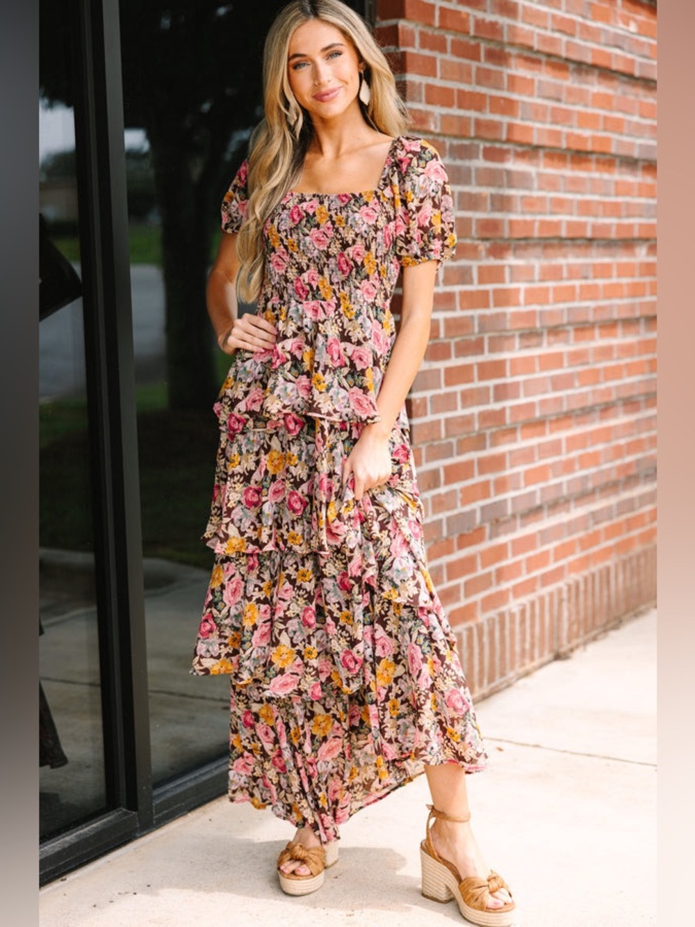 NWT Entro Floral Tiered Ruffle Maxi Dress sz S